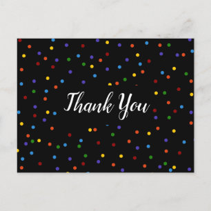 Thank you Black Rainbow Polka Dot Postcard