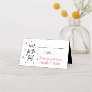 Thank You Black & Red Wedding Love Stars Escort Place Card