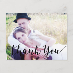 Thank You Black Script Type Photo Postcard