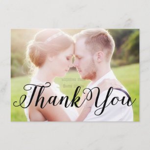THANK YOU Black TYPOGRAPHY Photo Card Front & Back