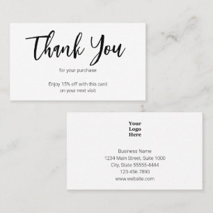 Thank You Black White Business Logo Next Visit Discount Card