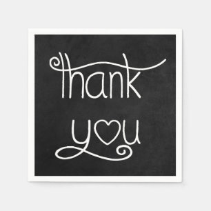 Thank You Black & White Chalkboard Party Napkins