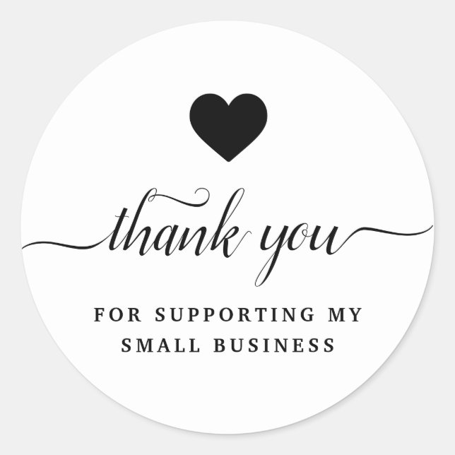 Thank you black white classic round sticker (Front)