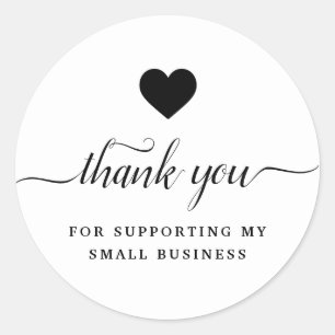 Thank you black white classic round sticker