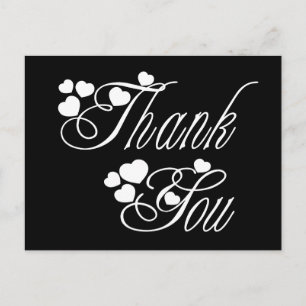 Thank You Black & White Love Hearts Postcard
