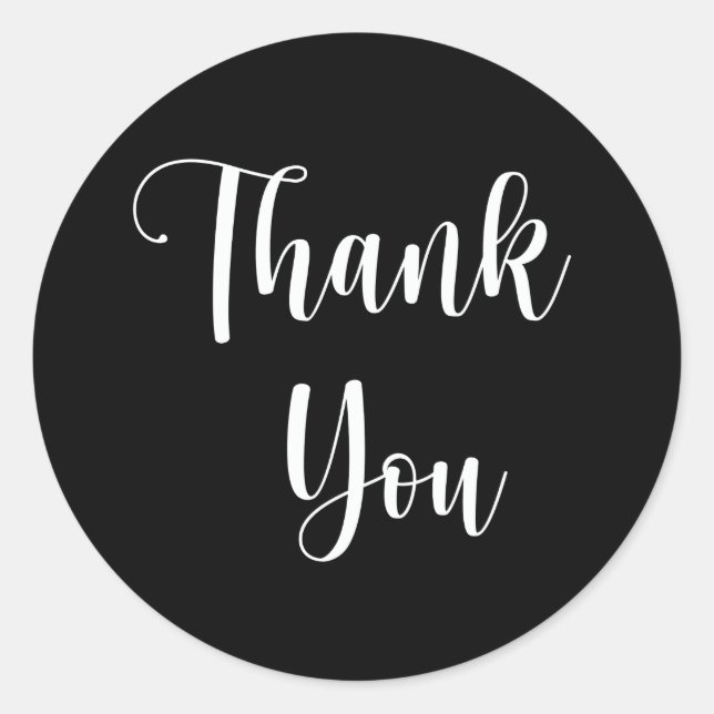 Thank You Black White Minimalist Classic Round Sticker (Front)