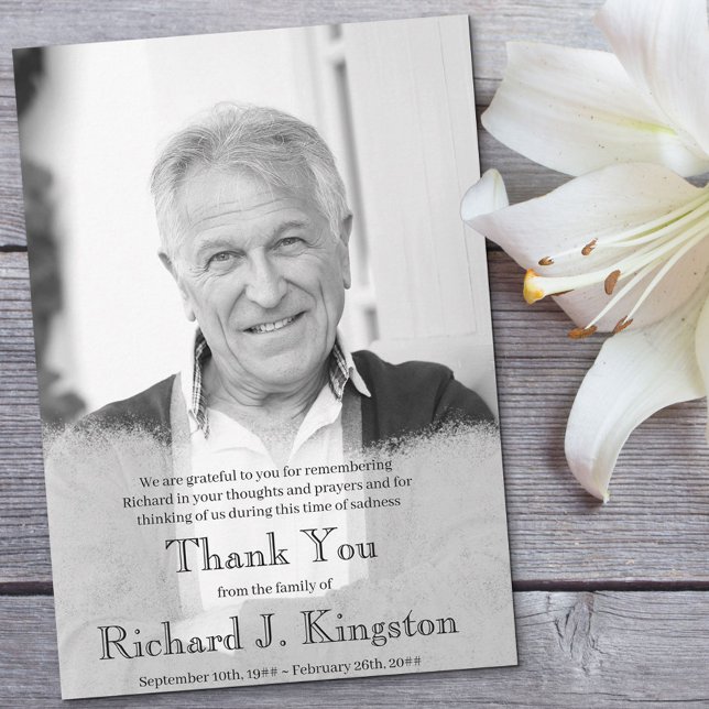 Thank You Black & White Photo Custom Funeral Card (Creator Uploaded)