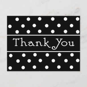 Thank You Black & White Polka Dot Pattern Postcard