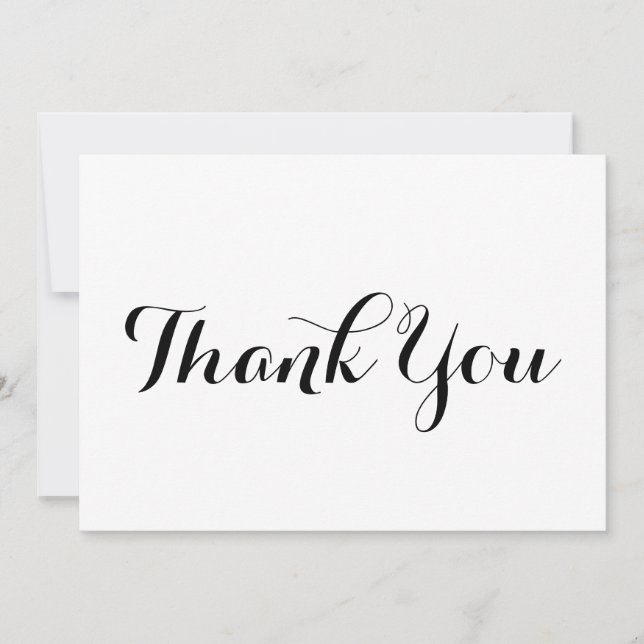 Thank You black white script stylish chic card (Front)