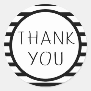 Thank You Black White Stripes - Wedding, Party Classic Round Sticker