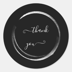 Thank You Black White Wedding Bridal Shower Classic Round Sticker