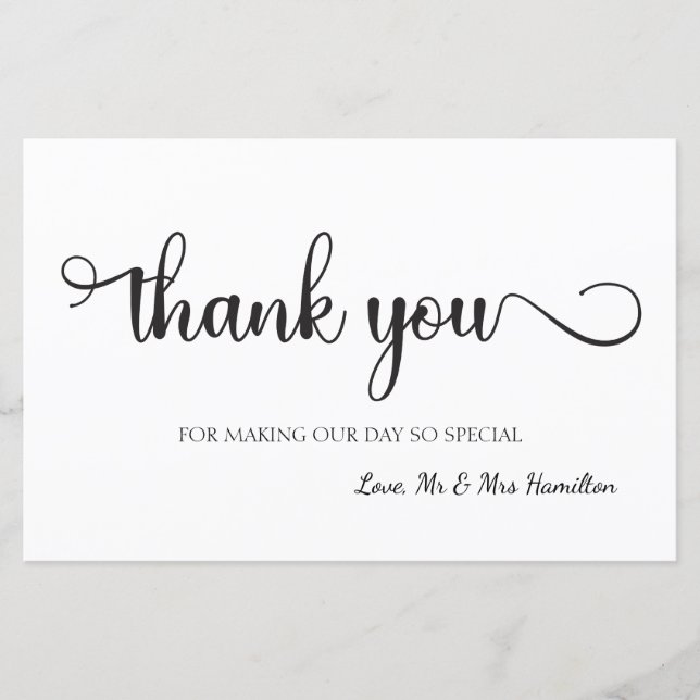 Thank you Black White Wedding Sign (Front)
