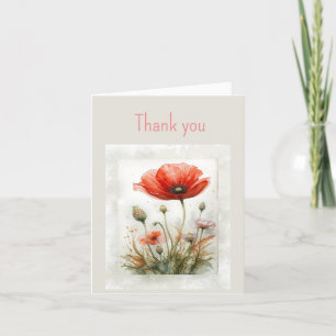 Thank you Blank Thanks Red Poppy Garden Flower