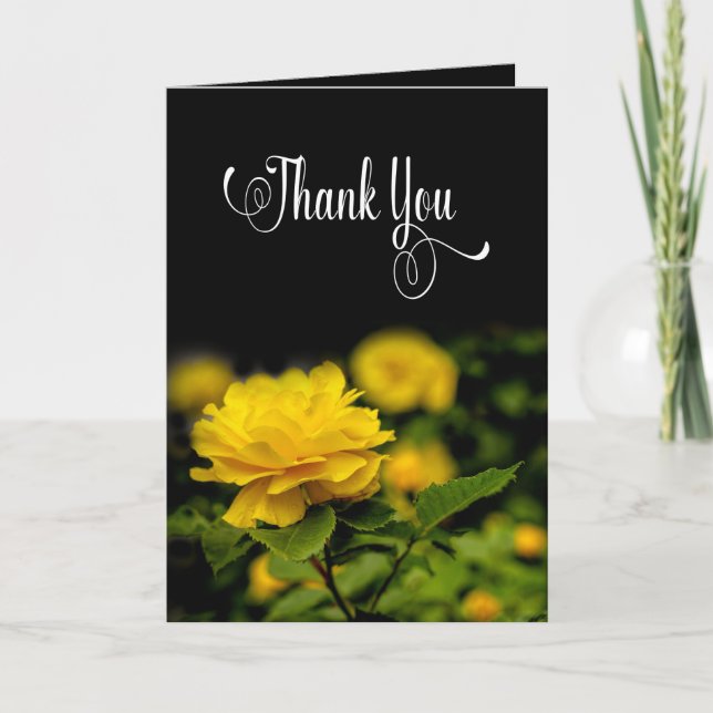 Thank You, Blank, Yellow Rose in Garden Card (Front)