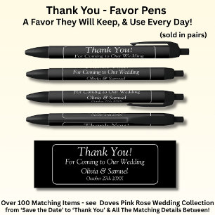 Thank You, Blsck White Wedding  Black Ink Pen