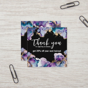 Thank You Blue Abstract Black Elegant Business  Square Business Card
