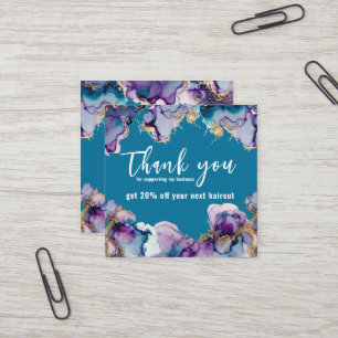 Thank You Blue Abstract Elegant Business Square Business Card