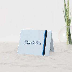 "Thank You" - Blue and Black Stripes Thank You Card