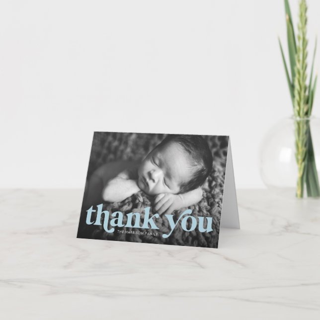 Thank you blue baby folded card (Front)