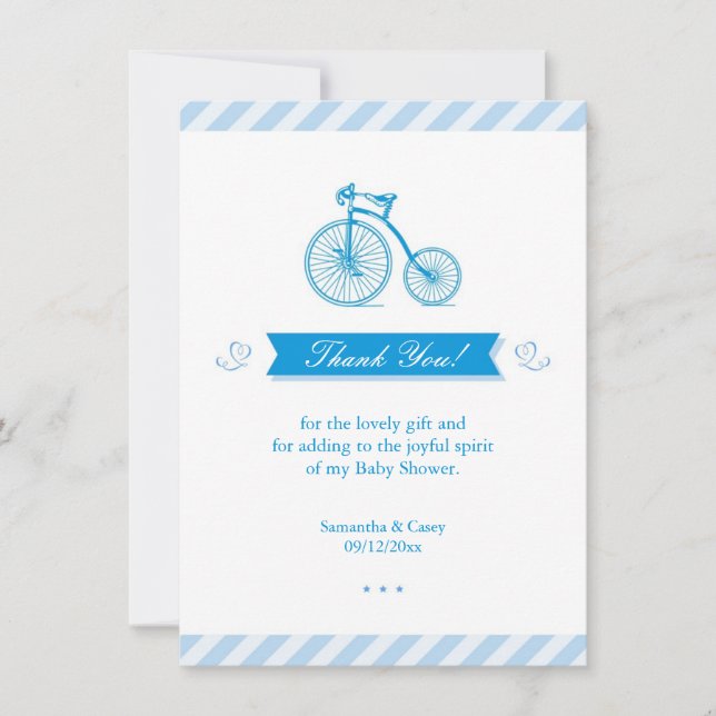 Thank You Blue Baby Shower Card (Front)