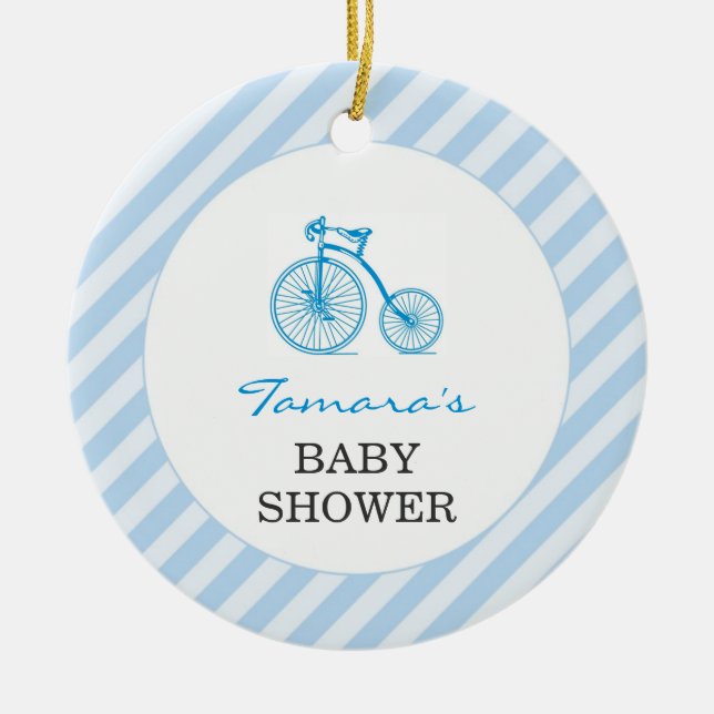 Thank You Blue Baby Shower Favour Ornament (Front)