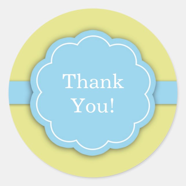 Thank You Blue Baby Shower Sticker (Front)