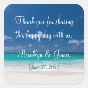 Thank You Blue Beach Wedding Stickers