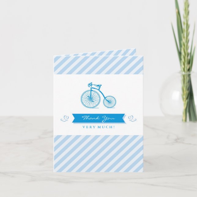 Thank You Blue Boy Baby Shower Folded Card (Front)