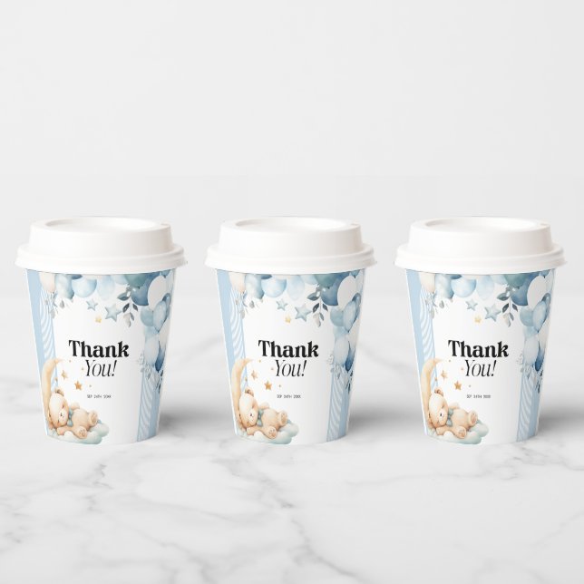 Thank You Blue Boy Baby Shower Paper Cups (Multi)
