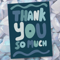 THANK YOU Blue Colourful Curvy Bubble Letters