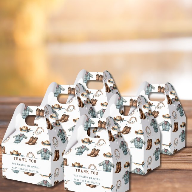 Thank You Blue Cowboy Pattern Baby Boy Shower  Favour Box (Creator Uploaded)
