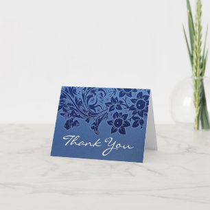 thank you blue elegant note or greeting card