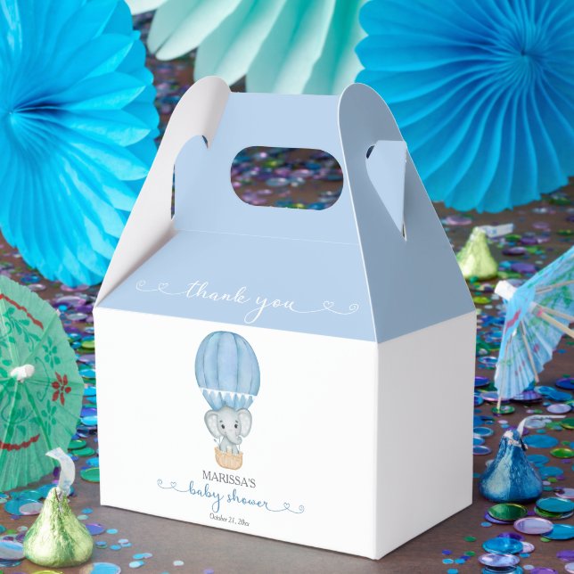 Thank You Blue Elephant Baby Boy Shower Favour Box (Party)