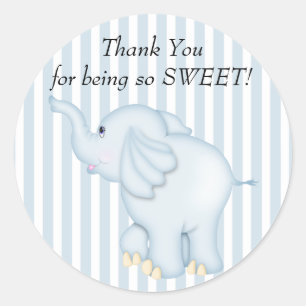 Thank You Blue Elephant Baby Shower Classic Round Sticker