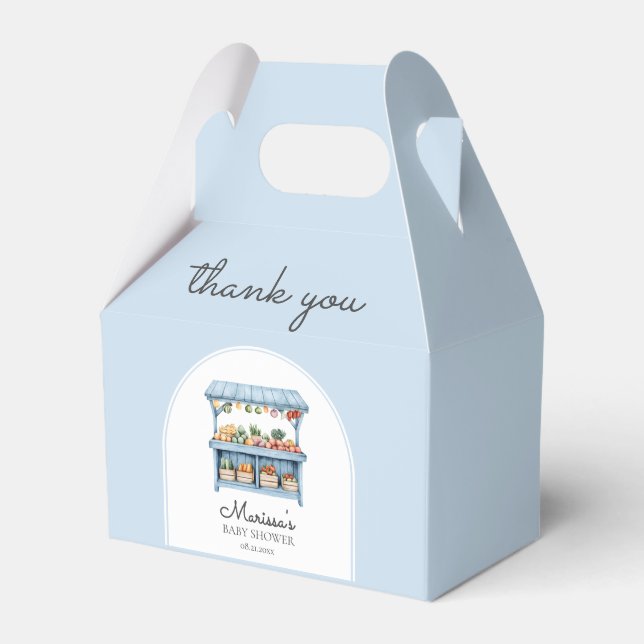 Thank You Blue Farmers Market Baby Shower Favour Box (Front Side)