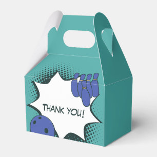 Thank you! Blue-Green Bowling Birthday Party Favour Box