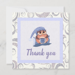 Thank You  Blue Grey Baby Owl Cap Cute