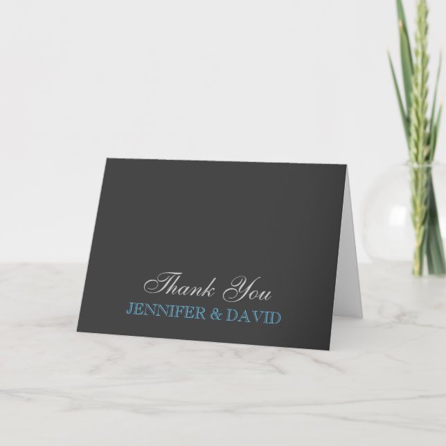 Thank You Blue Grey Colour Greeting Card (Front)