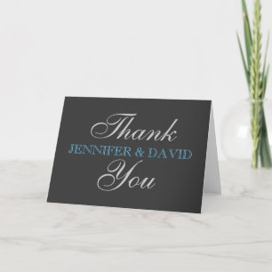 Thank You Blue Grey Colour Greeting Card