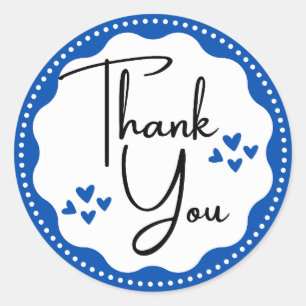 Thank You Blue Hearts Classic Round Sticker