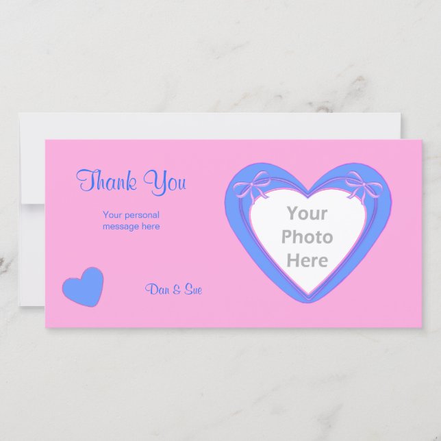 Thank You - Blue Hearts on Pink (Front)