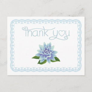 Thank You Blue Lotus Flower Lace Postcard