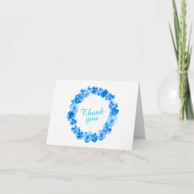Thank you blue pansy wreath art card (Front)