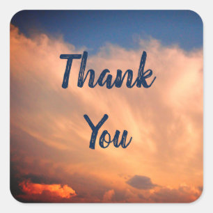 Thank You Blue Sky Pink Clouds Nature Appreciation Square Sticker