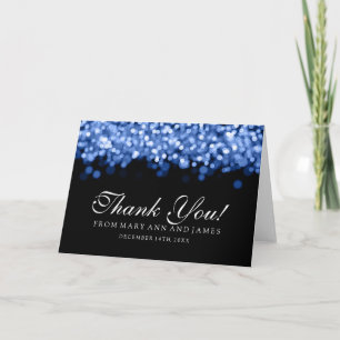 "Thank you" Blue Sparkling Lights Thank You Card