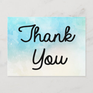 Thank You Blue, Turquoise And Purple Watercolor Postcard