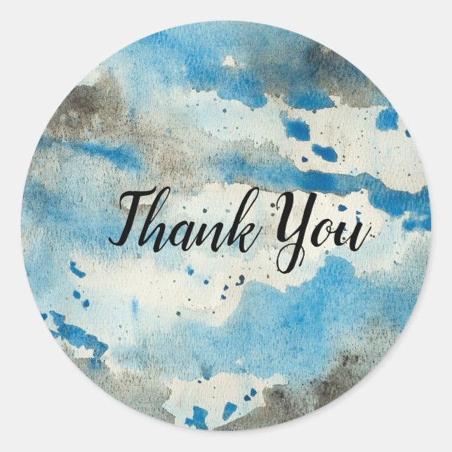 Thank you Blue water colour stickers (Front)