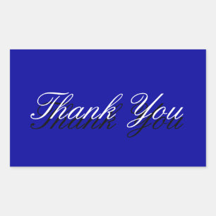 Thank You Blue White Greeting Card Rectangular Sticker