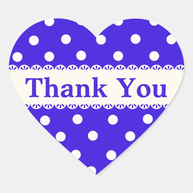 Thank You Blue & White Polka Dot Sticker / Label (Front)