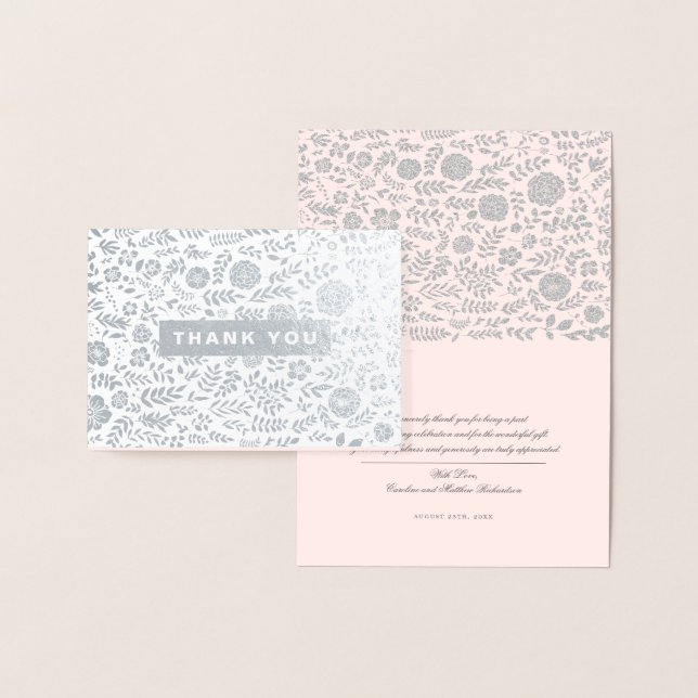 Thank You. Blush Pink Floral Wedding Foil Card (Display)